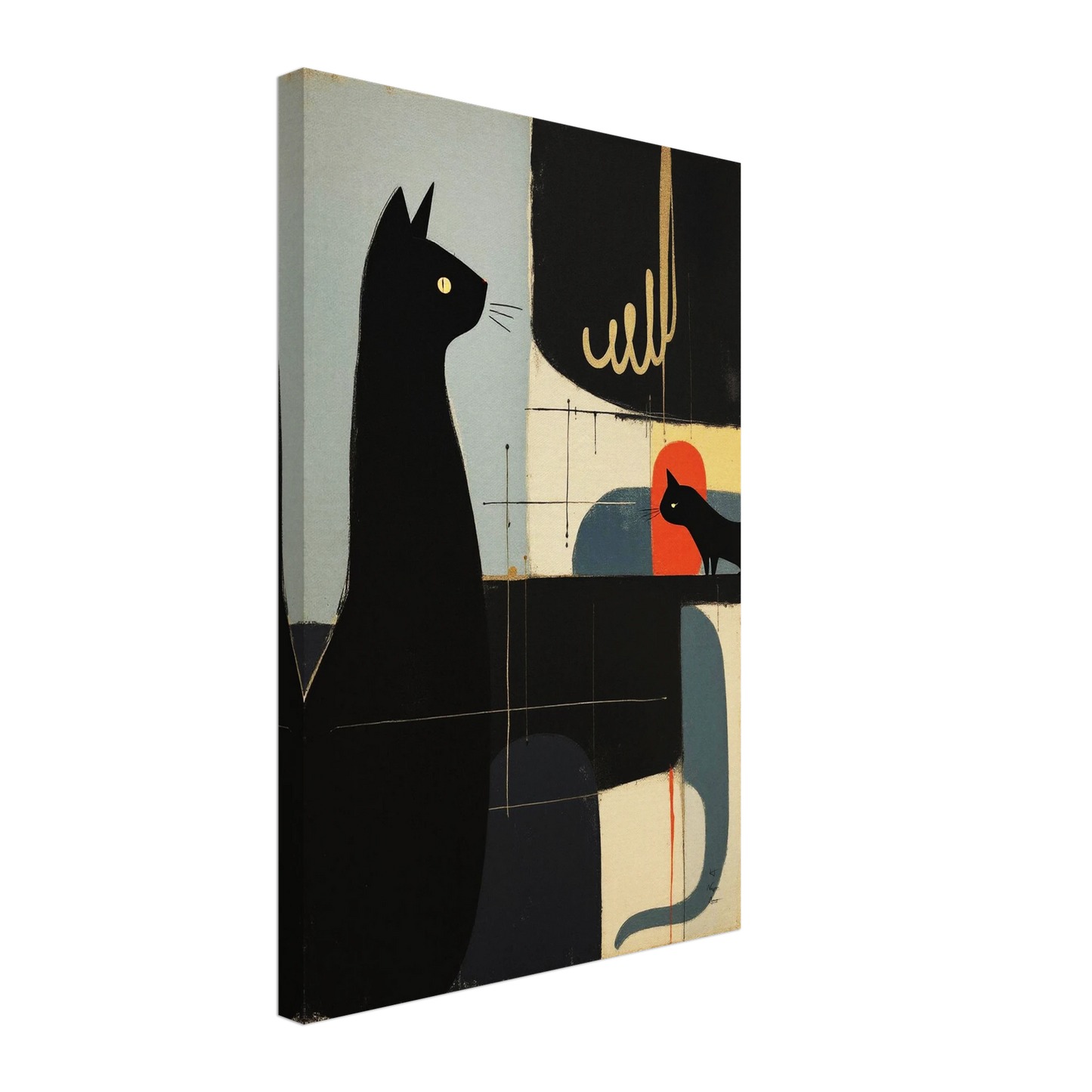 Abstract Cat & Kitten Modern Art Print No Frame 40x60 cm 16x24″ Gallery Wrapped Canvas