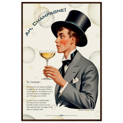 Art Deco Champagne Funny Poem Art Print 60x90 cm 24x36″ Museum-Quality Matte Paper Wooden Framed Poster Dark wood frame