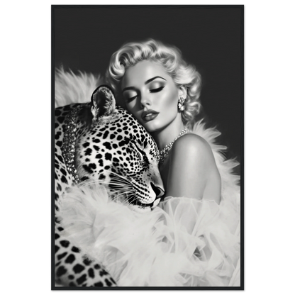 Marilyn Monroe Glam Leopard Art Print Black Wood Frame 60x90 cm 24x36″ Museum-Quality Matte Paper Wooden Framed Poster