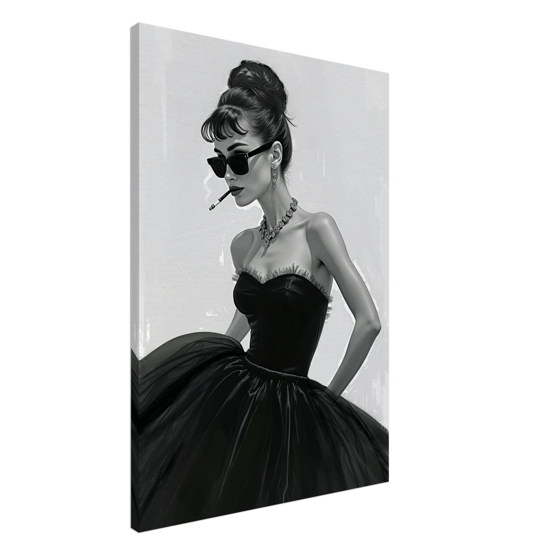 Audrey Hepburn Smoking Fashion Art Print No Frame 70x100 cm 28x40″ Gallery Wrapped Canvas