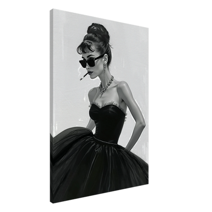 Audrey Hepburn Smoking Fashion Art Print No Frame 70x100 cm 28x40″ Gallery Wrapped Canvas