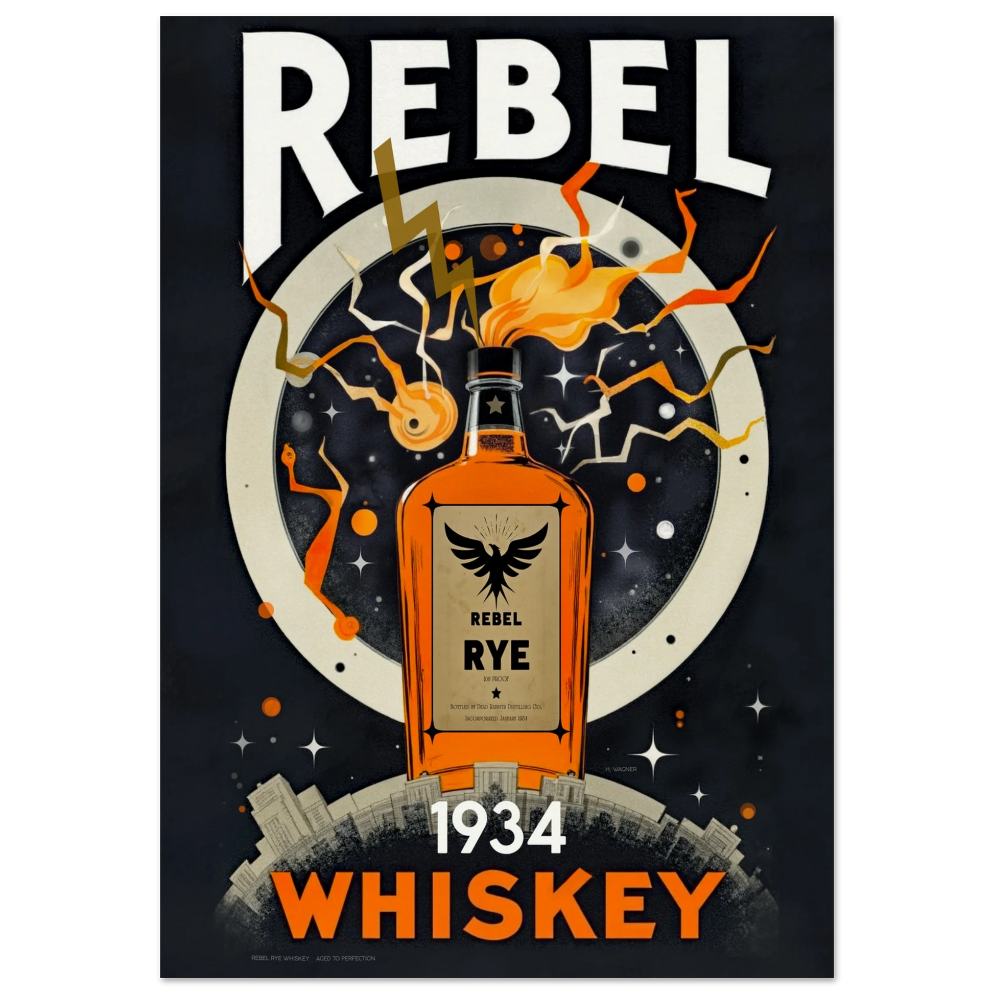 Rebel Whiskey Cocktail Bar Poster Print No Frame 70x100 cm 28x40″ Museum-Quality Matte Paper Poster