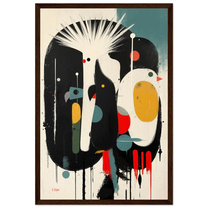 Modern Cockatoo Bird Art Poster Print - Framed Tropical Mid- Century Wall Decor Dark Brown Wood Frame 30x45 cm 12x18″ Classic Matte Framed Poster