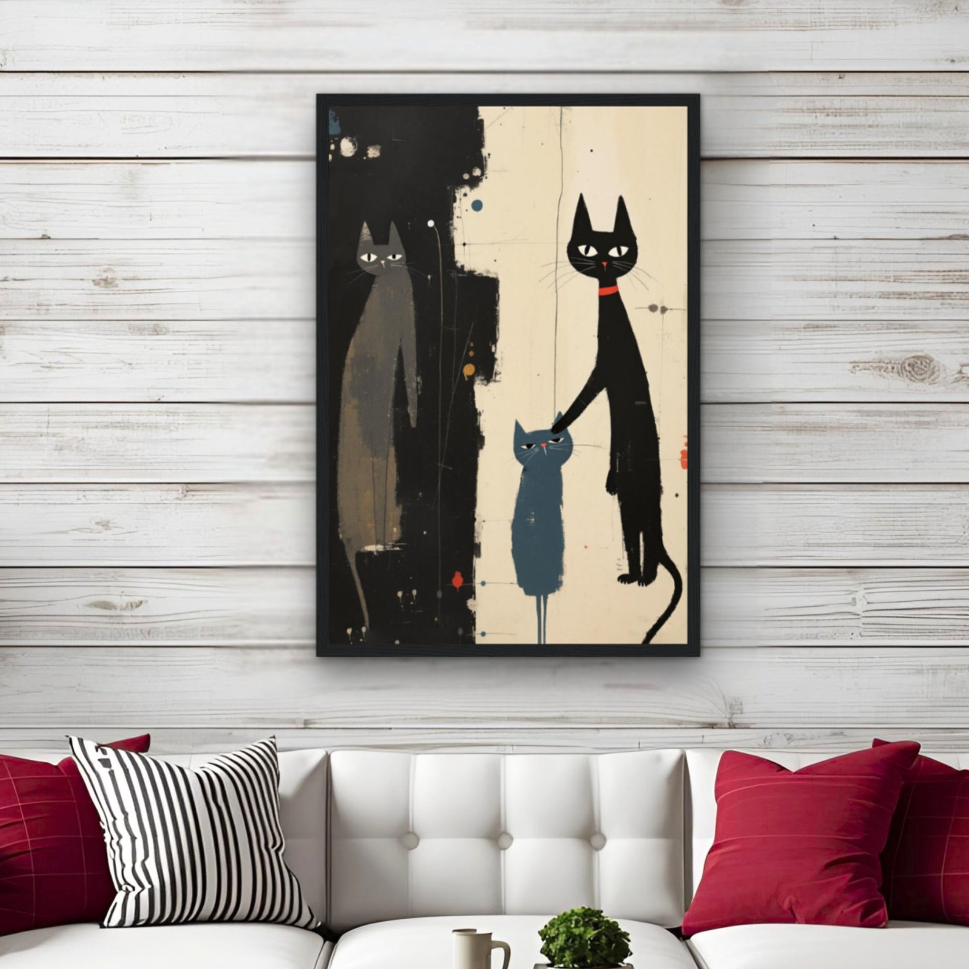 Abstract Cat Family Art Poster Print