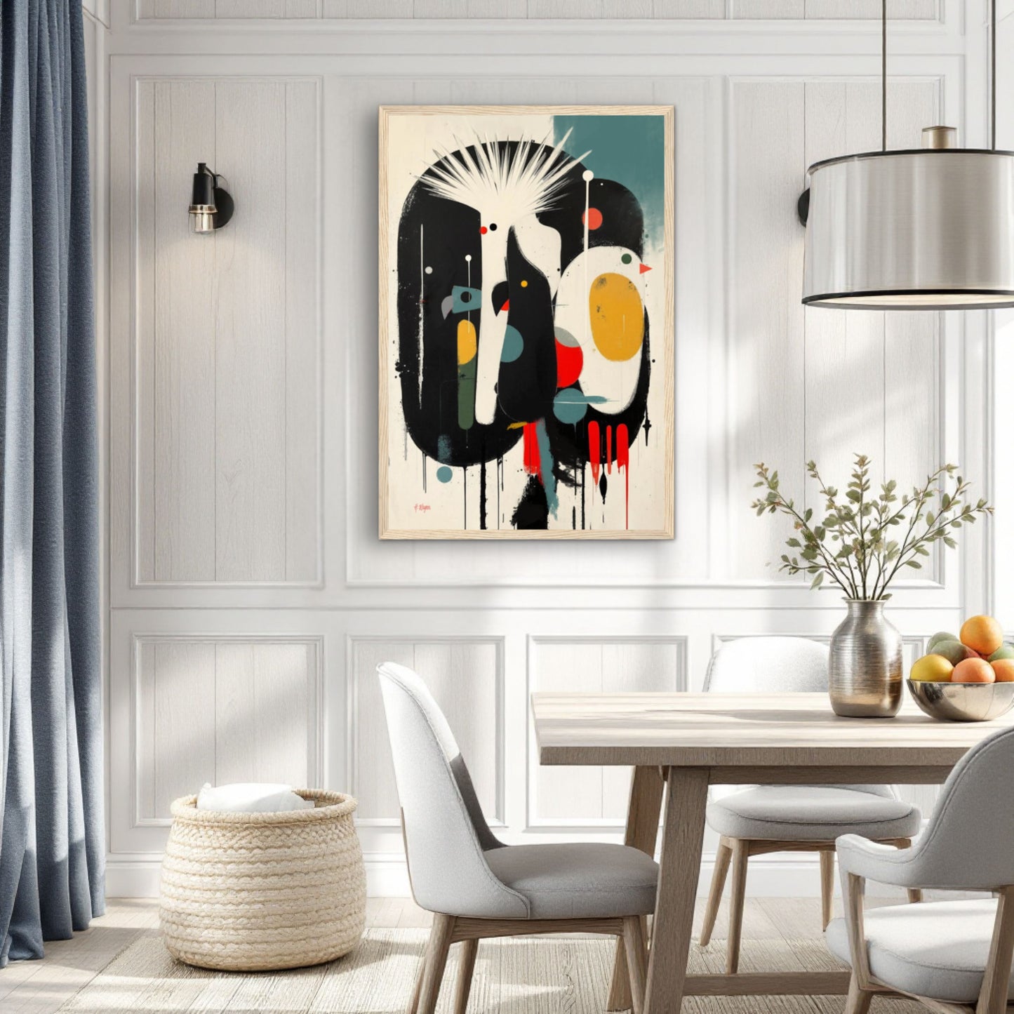 Modern Cockatoo Bird Art Poster Print - Framed Tropical Mid- Century Wall Decor