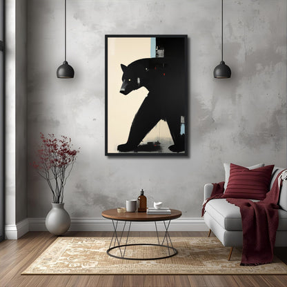 Minimalist Abstract Black Bear Art Poster Print