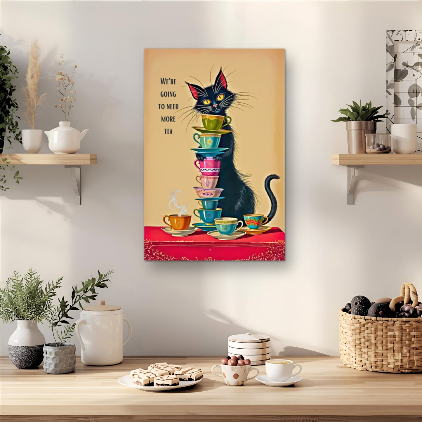 Quirky Cat Funny Tea  Art Print