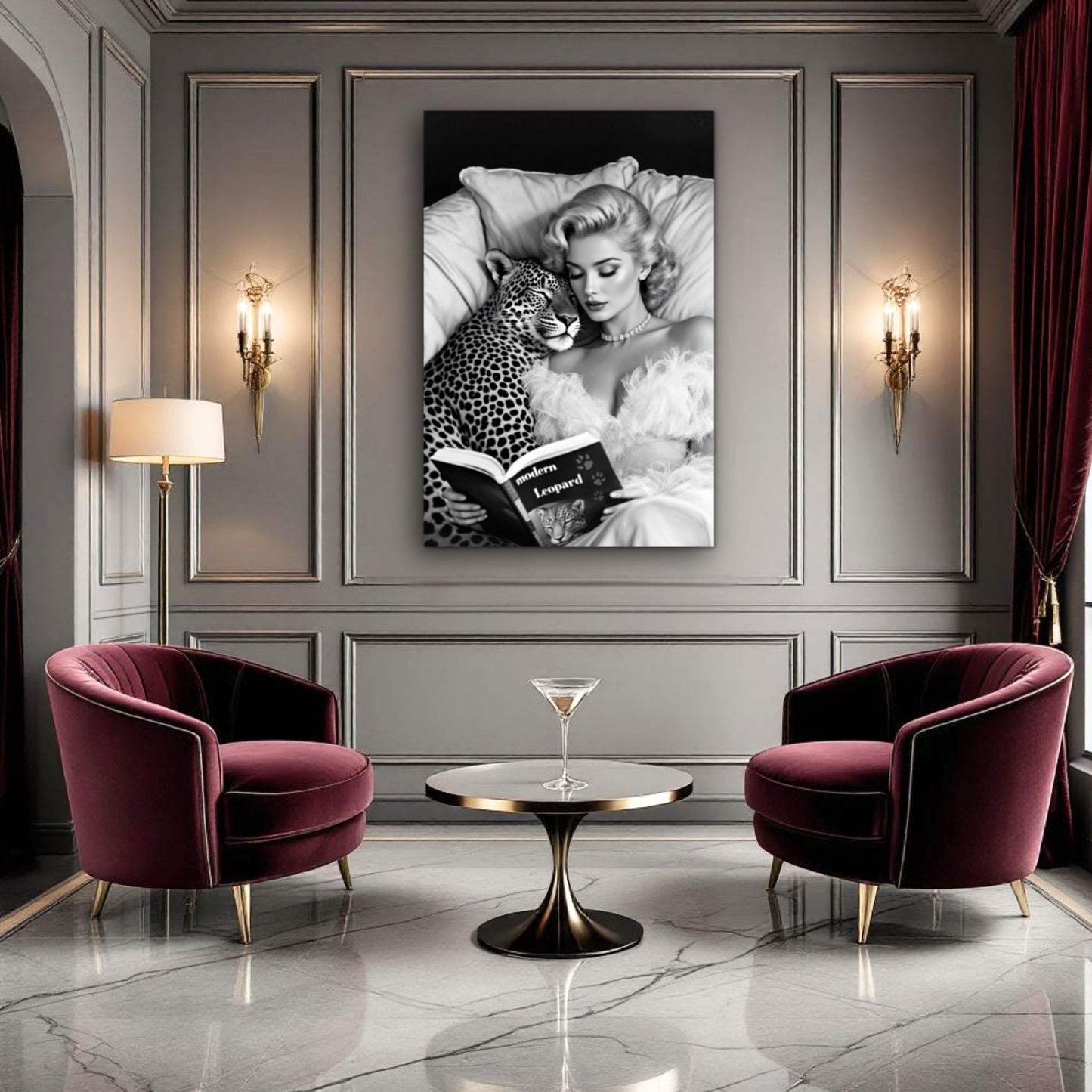 Hollywood Starlet Leopard Cat Art Print 60x90 cm 24x36″ Sleek Acrylic Print No Frame