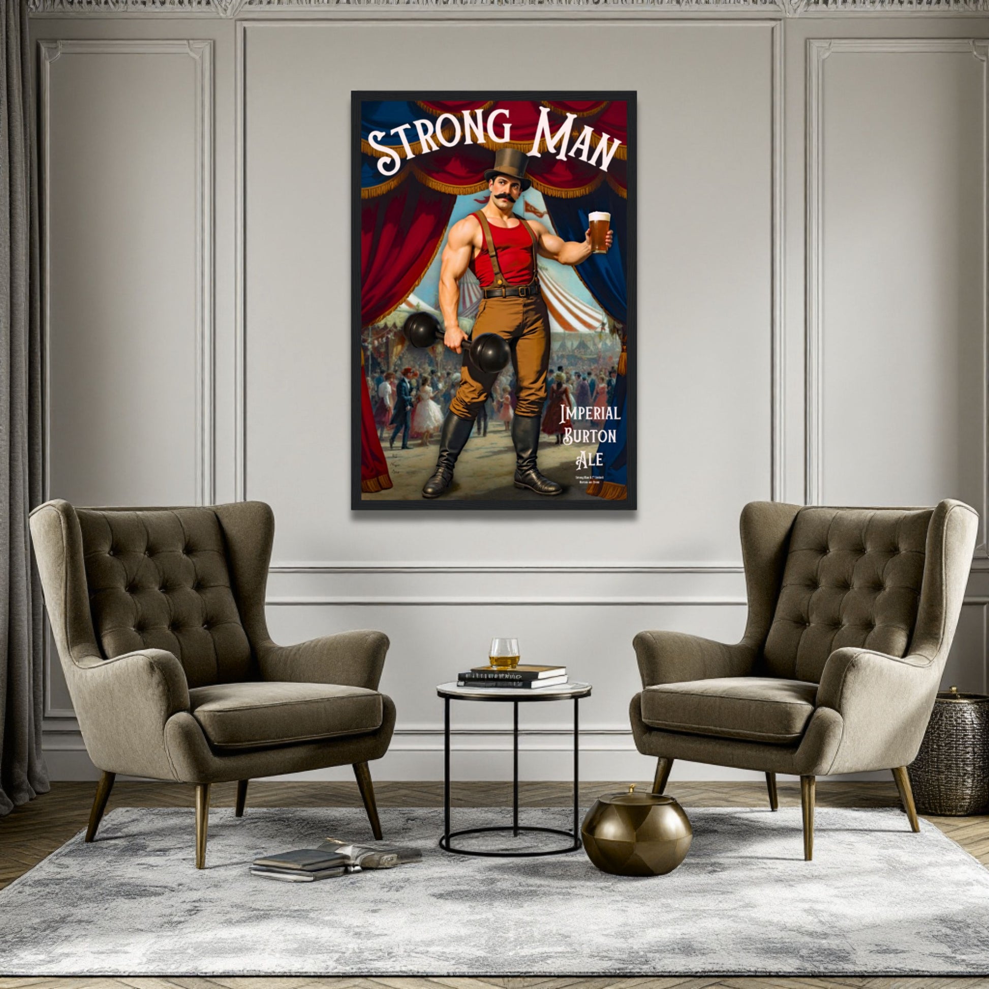 Vintage Victorian Circus Strongman Ale Art Print