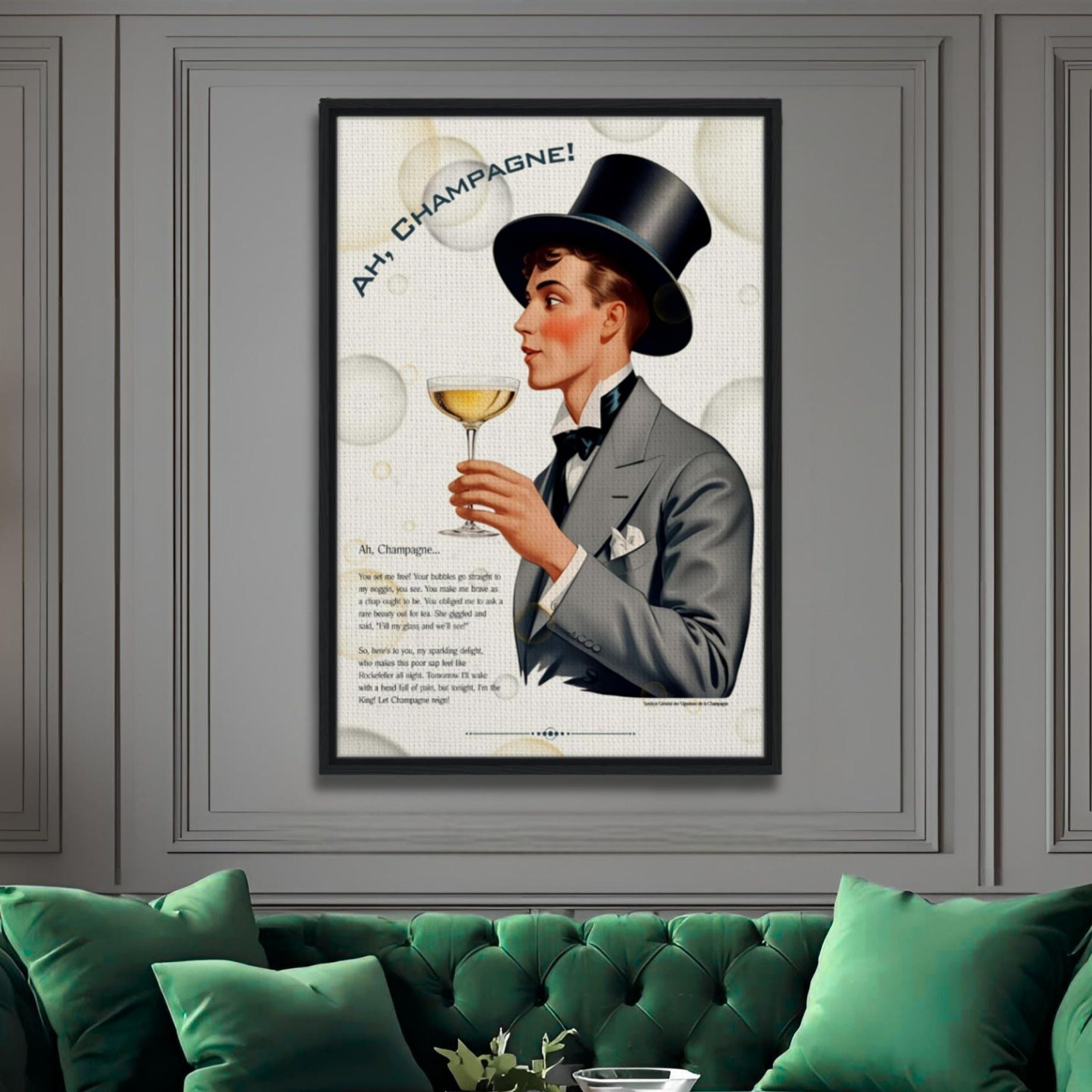 Art Deco Champagne Funny Poem Art Print