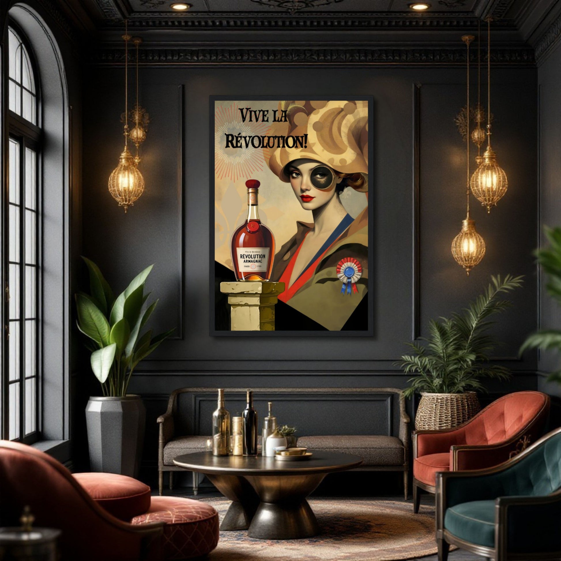 Vintage French Revolution Cognac Art Print Light Wood Frame 30x45 cm 12x18″ Premium Matte Paper Wooden Framed Poster