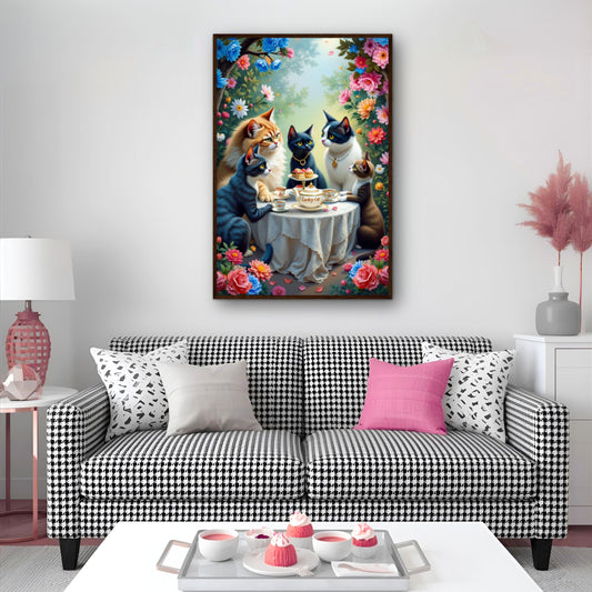 Lucky Cat Garden Tea Party Kitchen Art Print