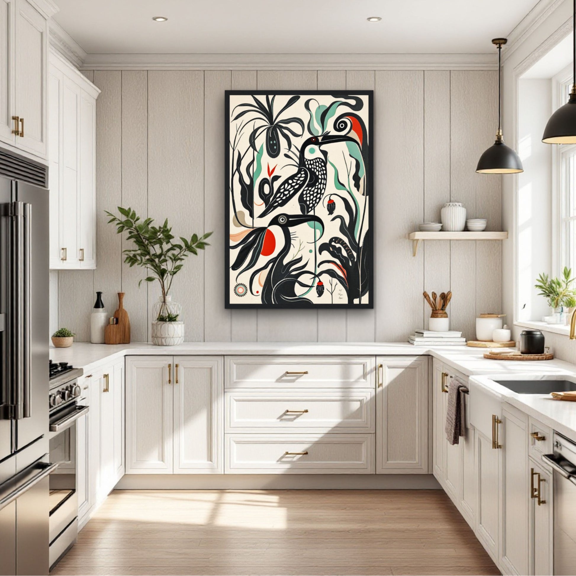 Mid-Century Modern Tropical Bird Art Print