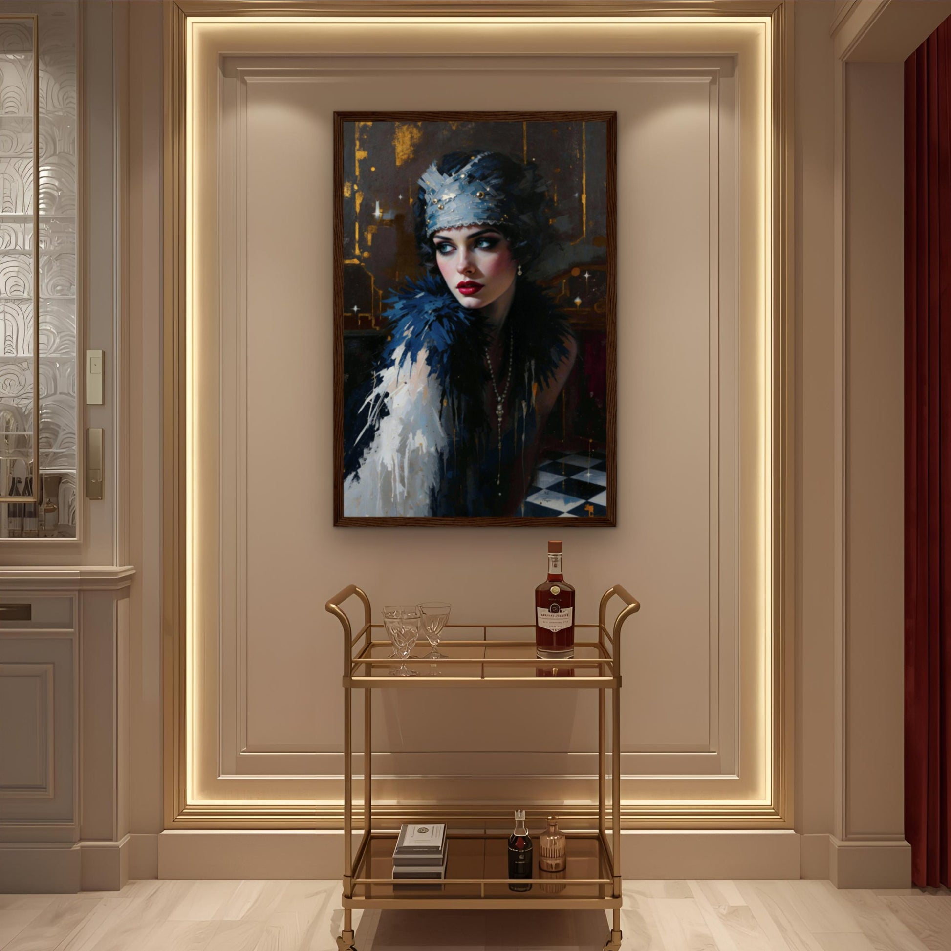 1920s Gatsby Flapper Painting Art Print - Speakeasy Prohibition Wall Decor