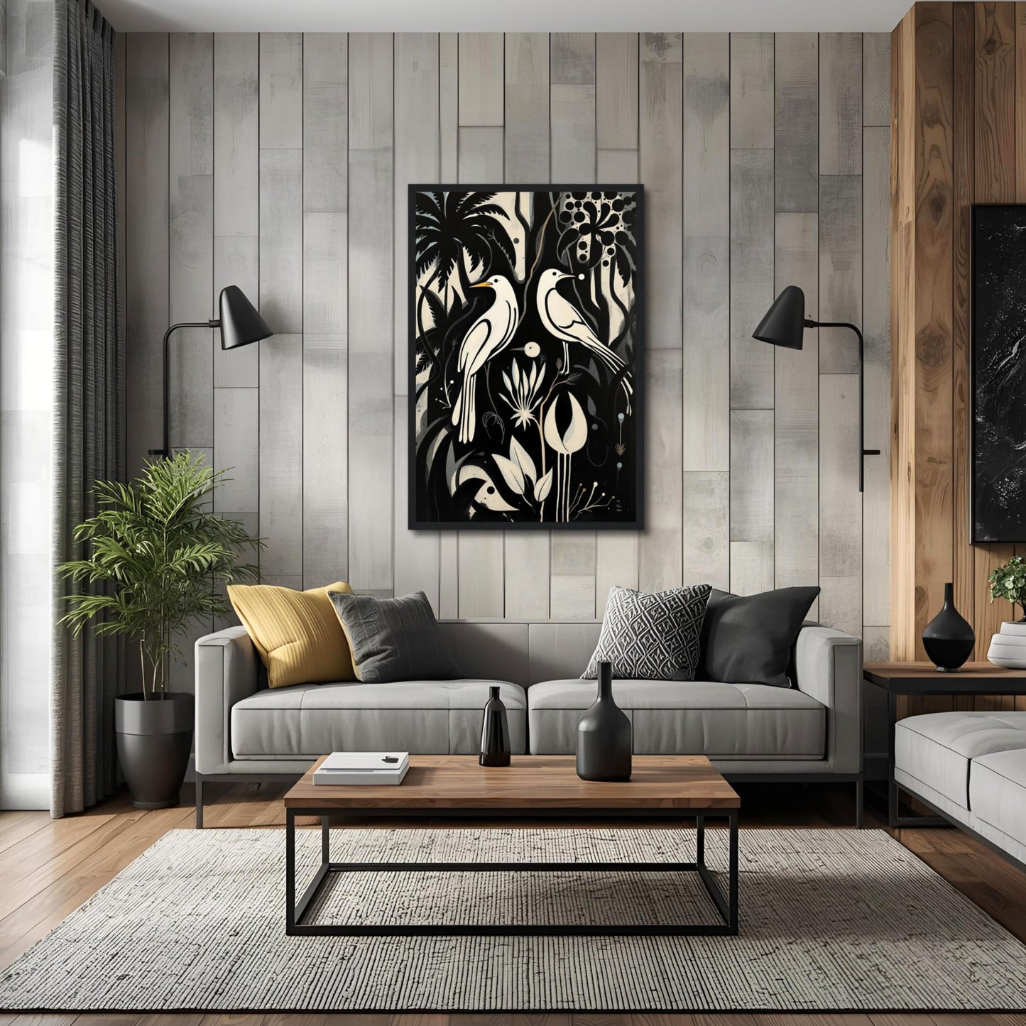 Black & White Minimalist Bird Art Print