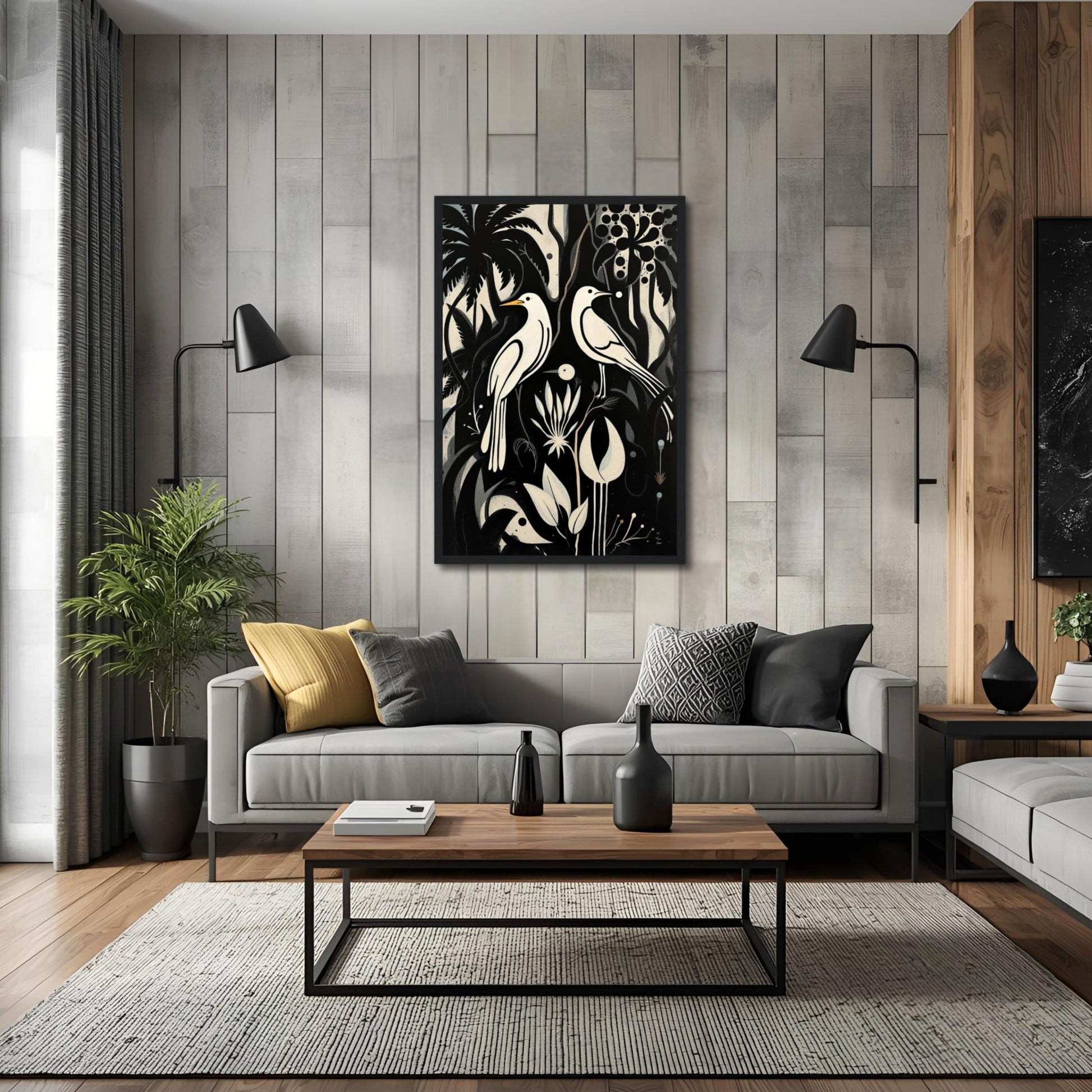 Black & White Minimalist Bird Art Print