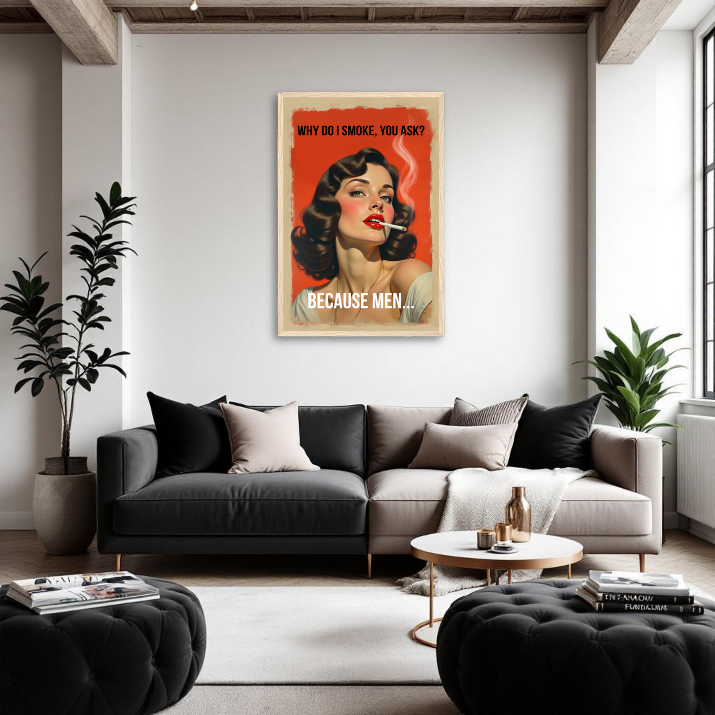 Retro Smoking Pin-Up Girl Art Print