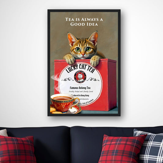 Lucky Cat Tea Vintage Kitchen Art Print