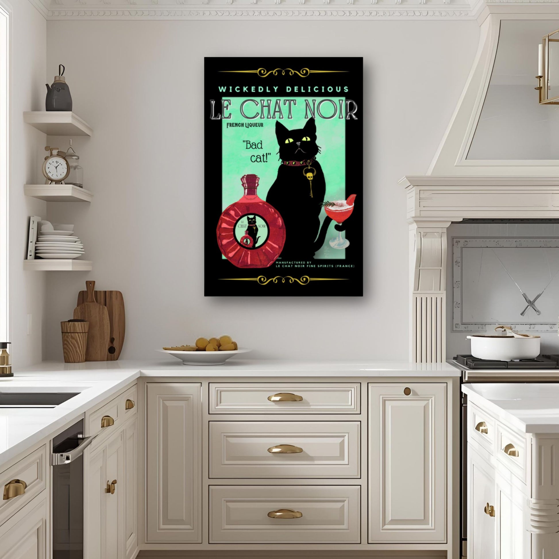 Black Cat Cocktail French Art Deco Print