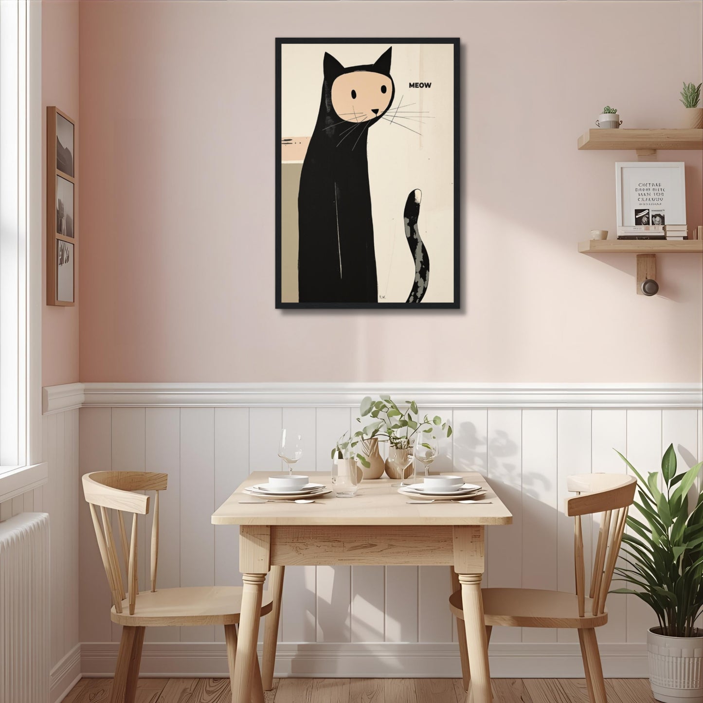 Quirky Modern Cat Art Poster Print