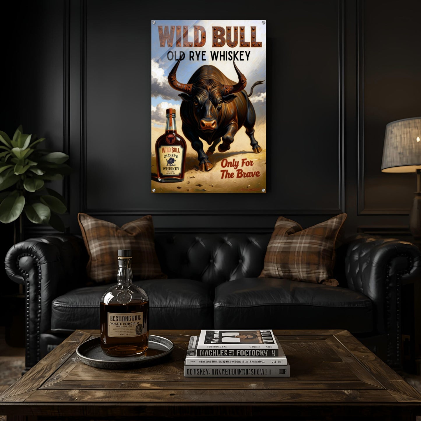 Wild Bull Old West Rye Whiskey Poster Print