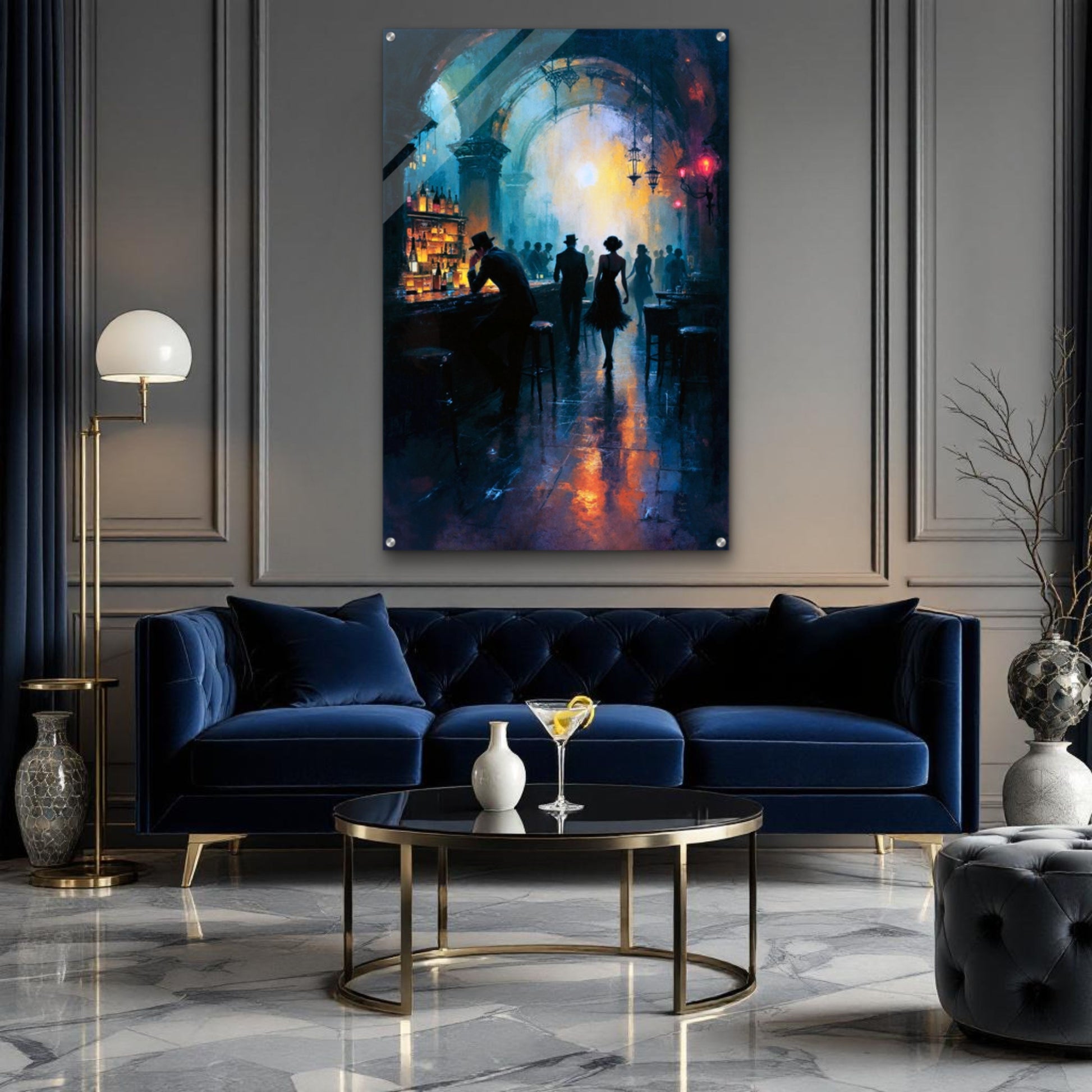 Dance Hall Speakeasy Art Print 70x100 cm 28x40″ Museum-Quality Matte Paper Wooden Framed Poster Dark Brown Wood Frame