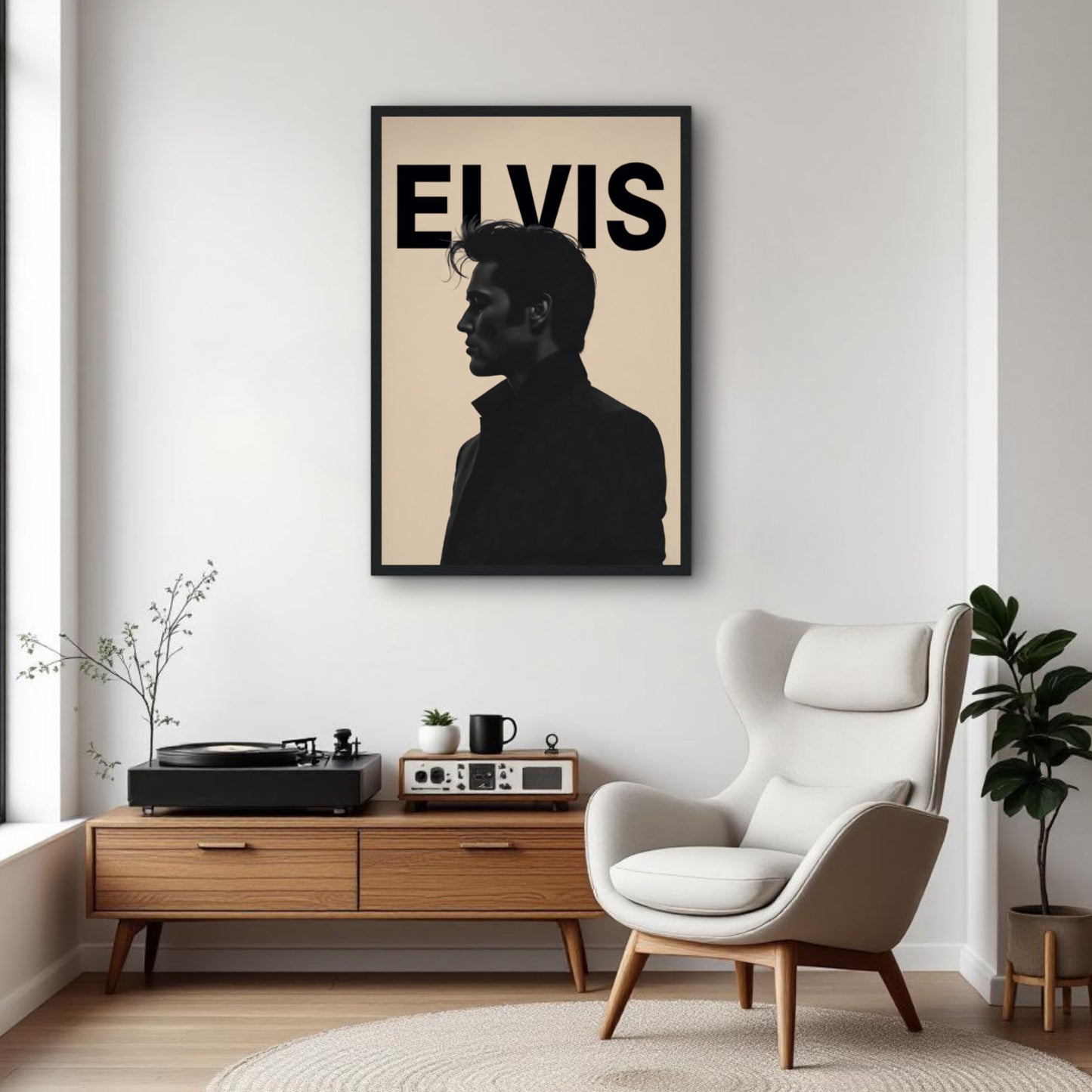 Young Elvis Presley Silhouette Art Print
