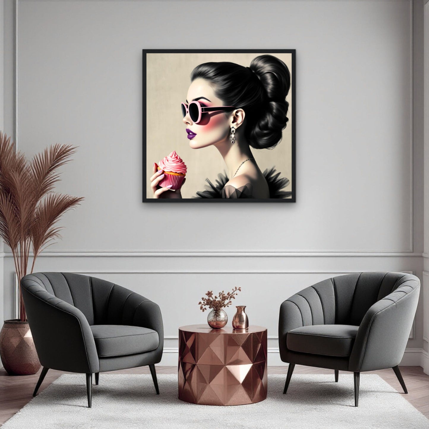 Retro Fashion Model Glam Cupcake Art Print