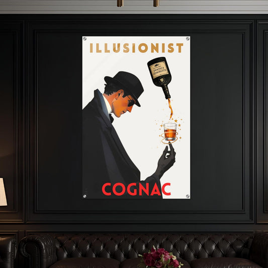 Vintage Illusionist Cognac Cocktail Bar Poster Print