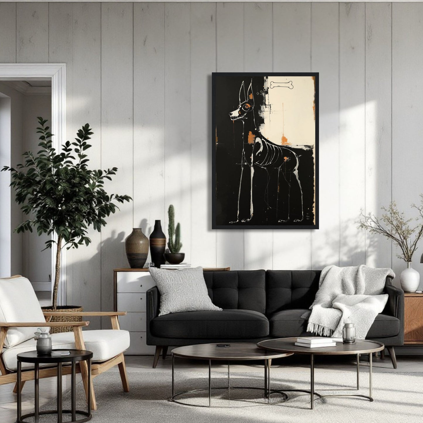 X-ray Skeleton Dog Abstract Art Poster Print