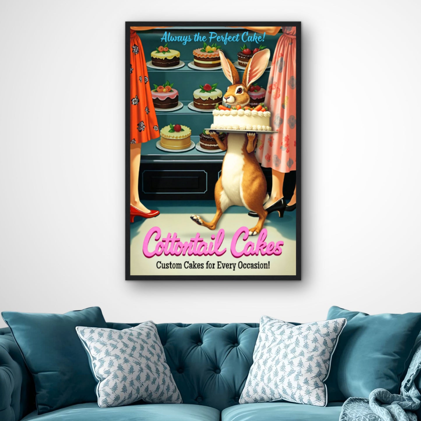 Cottontail Rabbit Bakery 1950s Kitchen Print