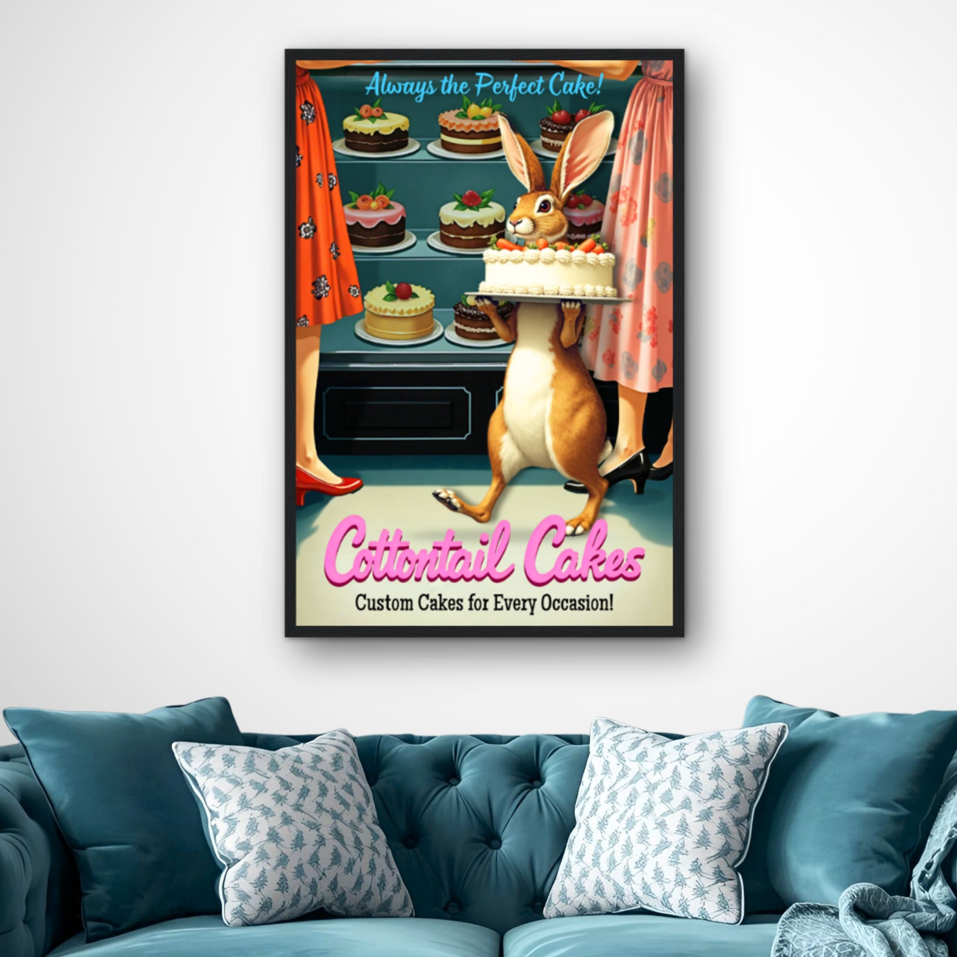 Cottontail Rabbit Bakery 1950s Kitchen Print