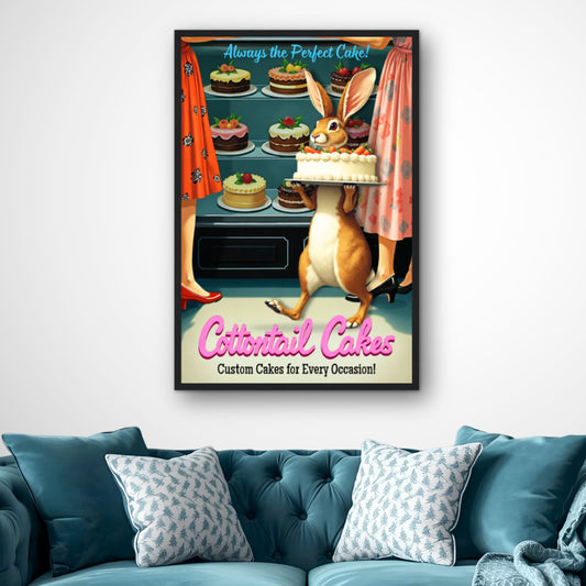 Cottontail Rabbit Bakery 1950s Kitchen Print