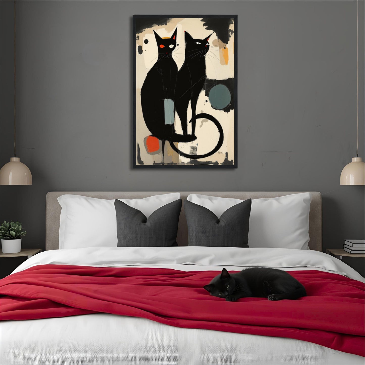 Abstract Crazy Cat Duo Art Print