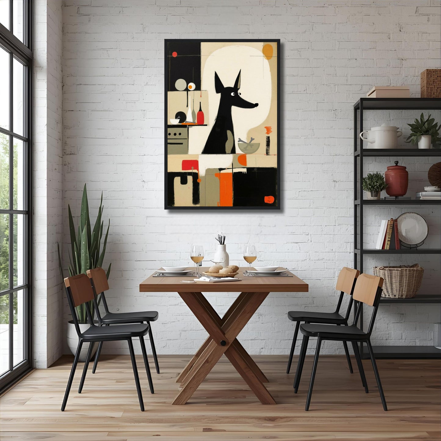 Modern Quirky Abstract Dog Art Print No Frame 30x45 cm 12x18″ Classic Matte Paper Poster