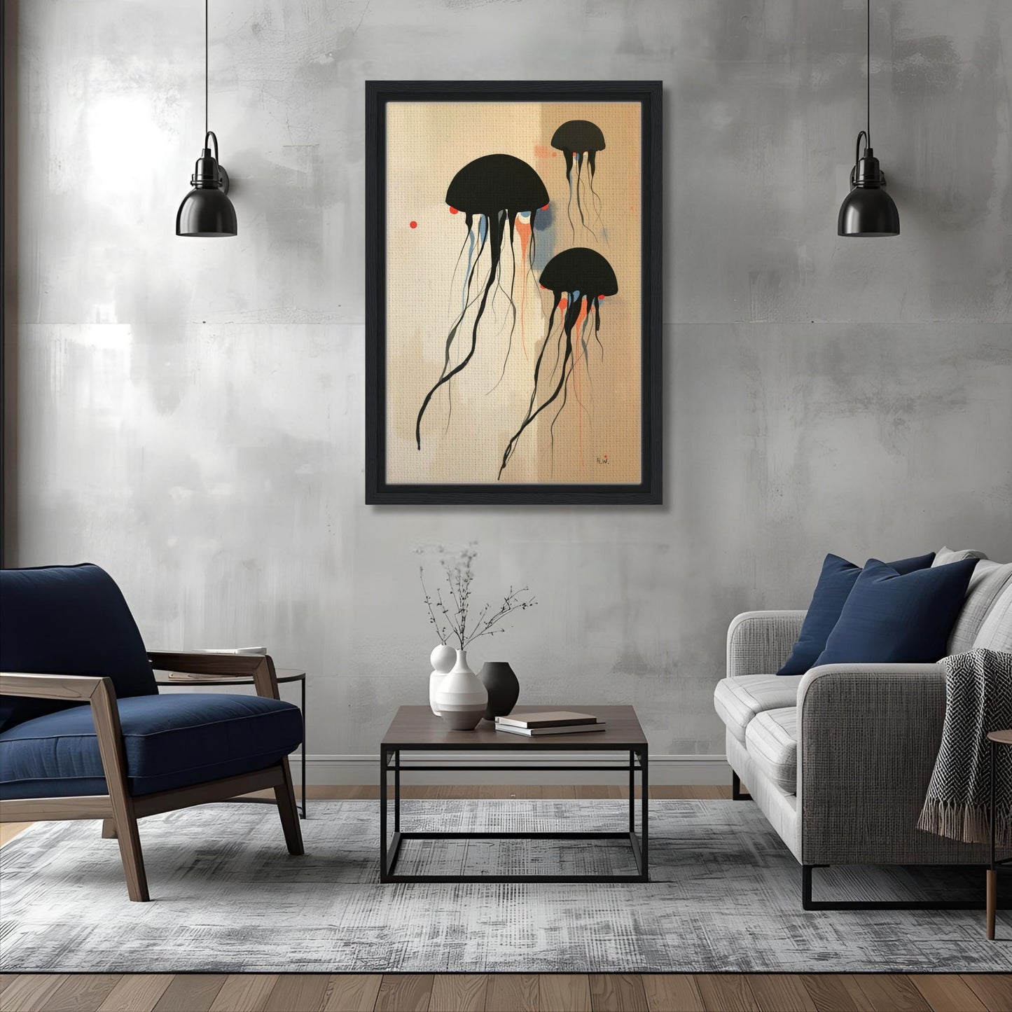 Minimalist Abstract Floating Jellyfish Art Print