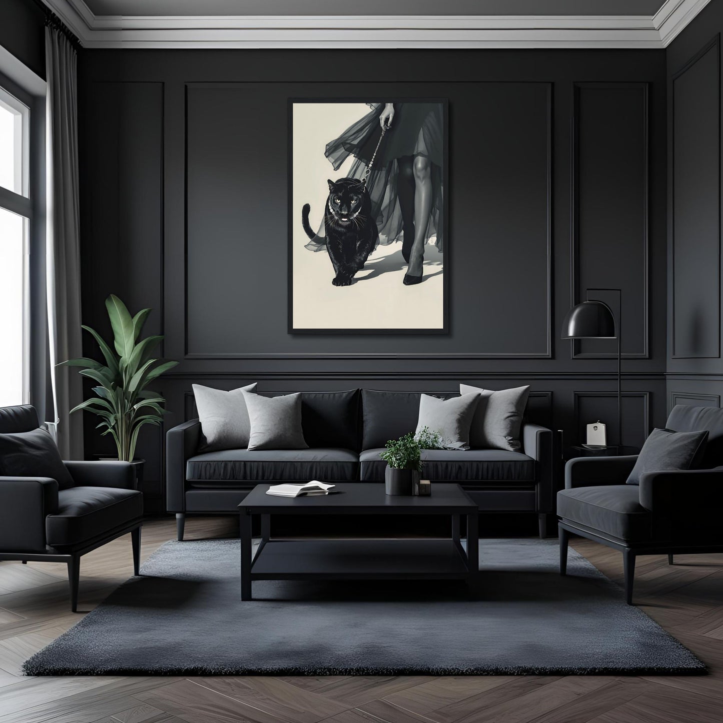 Retro Fashion Model Panther Art Print