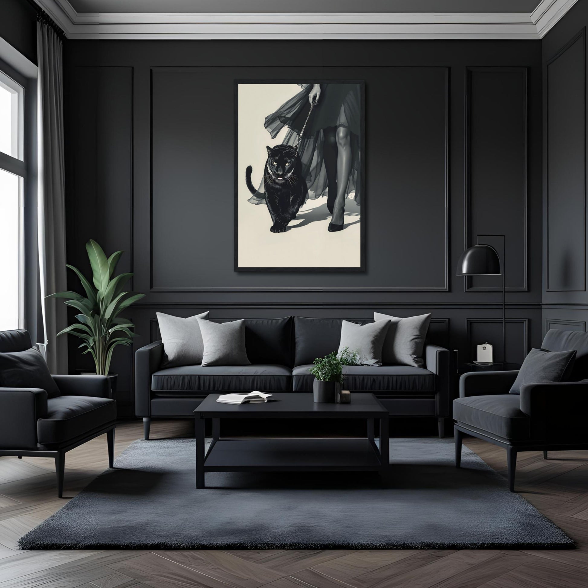 Retro Fashion Model Panther Art Print