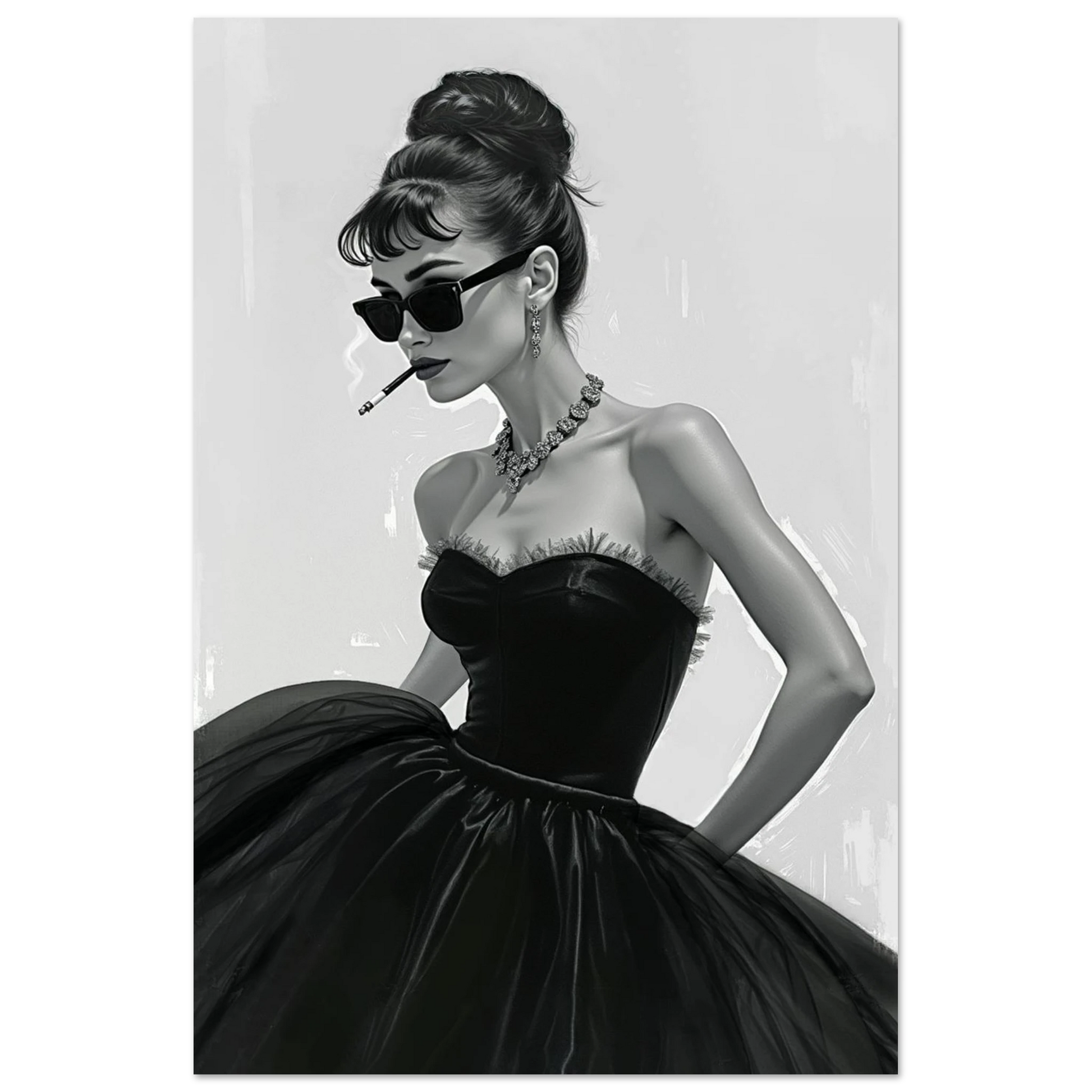 Audrey Hepburn Smoking Fashion Art Print No Frame 60x90 cm 24x36″ Classic Matte Paper Poster