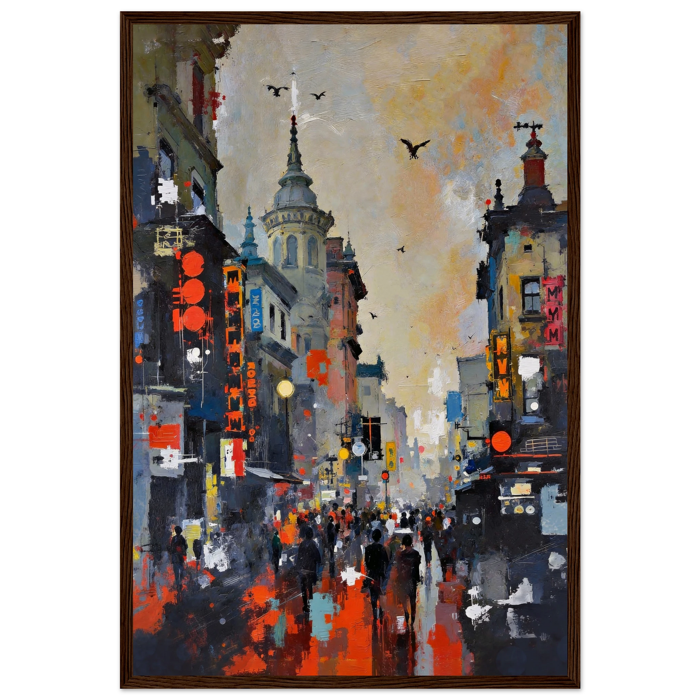 Gothic City Street Art Print - European Cityscape