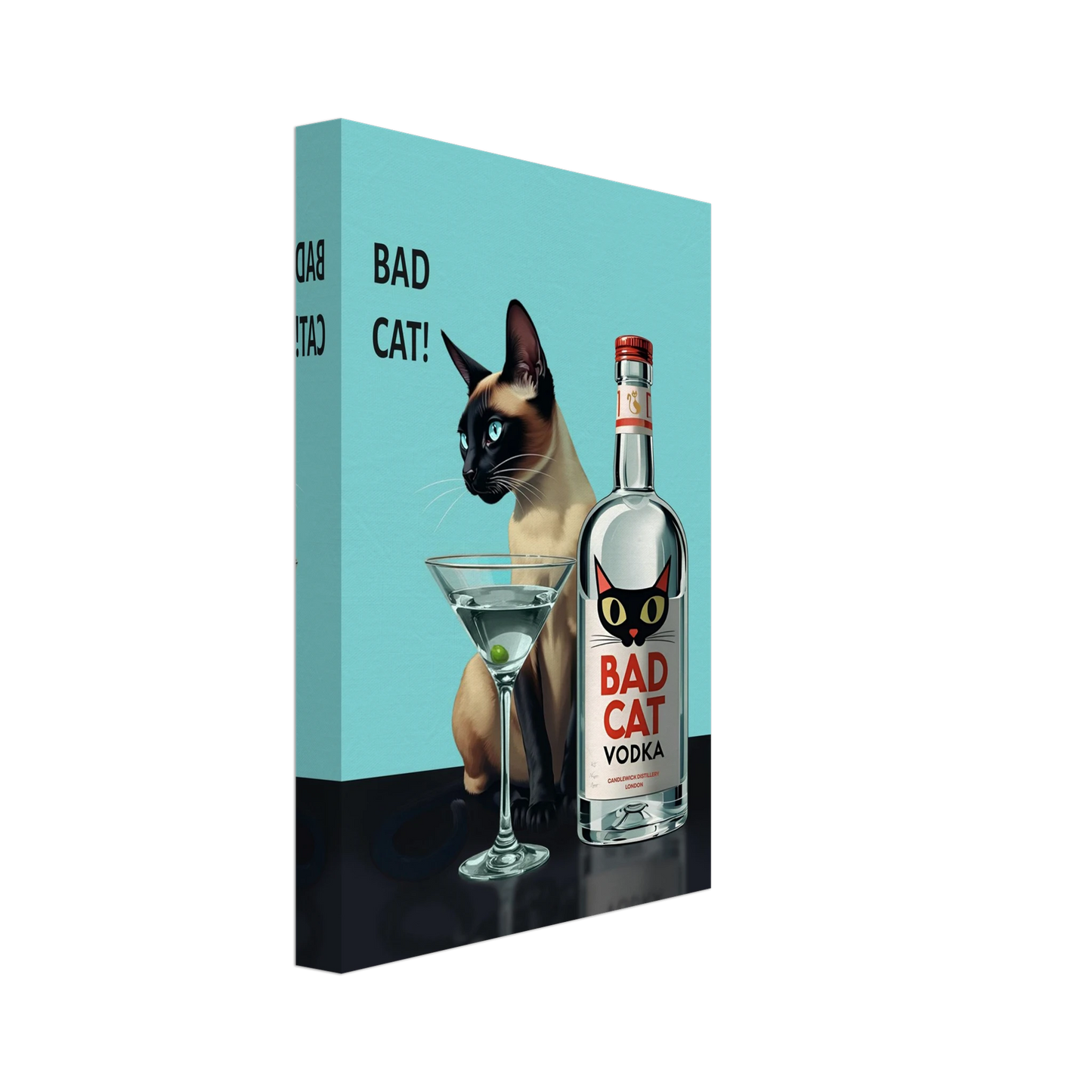 Siamese Cat Retro Martini Cocktail Bar Art Print No Frame 20x30 cm 8x12″ Gallery Wrapped Canvas