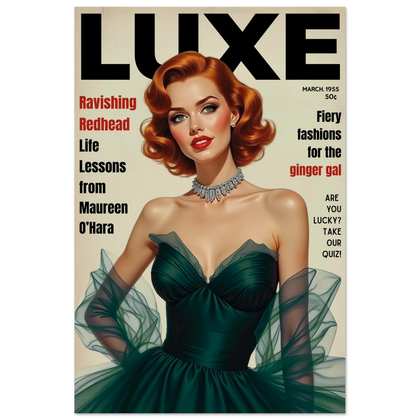 Maureen O'Hara Vintage Fashion Art Poster Print No Frame 60x90 cm 24x36″ Museum-Quality Matte Paper Poster