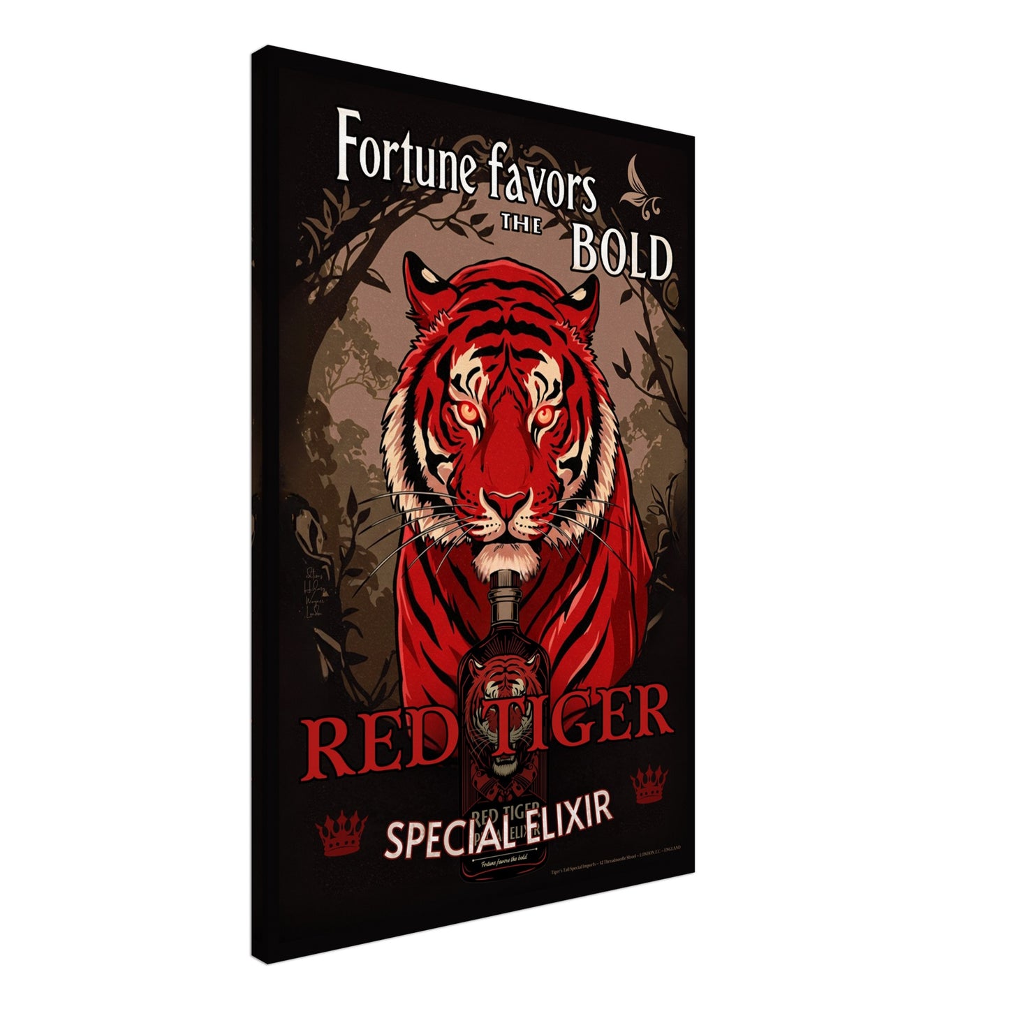 Tiger Cocktail Bar Art Poster Print 60x90 cm 24x36″ Gallery Wrapped Canvas