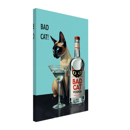 Siamese Cat Retro Martini Cocktail Bar Art Print No Frame 40x60 cm 16x24″ Gallery Wrapped Canvas