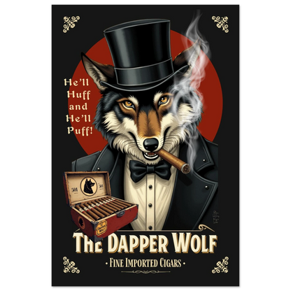 Smoking Wolf Speakeasy Cigar Art Print 40x60 cm 16x24″ Classic Matte Paper Poster No Frame