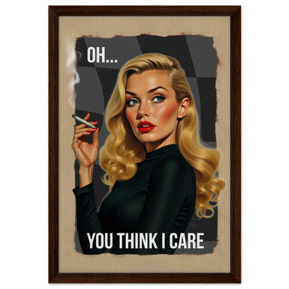 Retro Blonde Bombshell 1960s Funny Quote Art Print Dark Brown Wood Frame 40x60 cm 16x24″ Framed Canvas