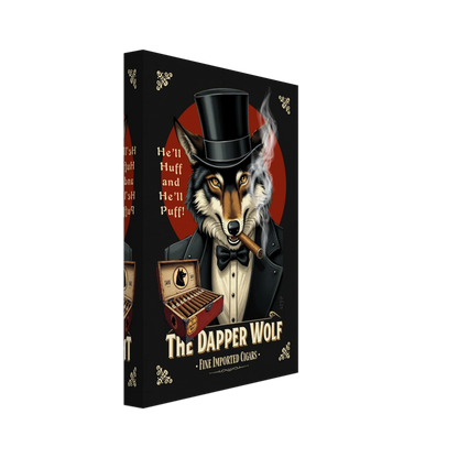 Smoking Wolf Speakeasy Cigar Art Print 20x30 cm 8x12″ Gallery Wrapped Canvas No Frame