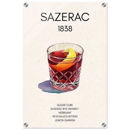 Sazerac Cocktail Bar Art Print No Frame 40x60 cm 16x24″ Sleek Acrylic Print