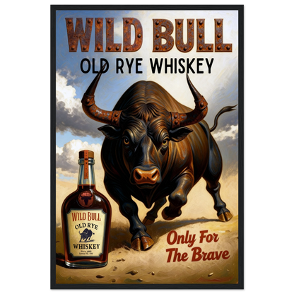 Wild Bull Old West Rye Whiskey Poster Print 40x60 cm 16x24″ Premium Matte Framed Poster Black Wood Frame