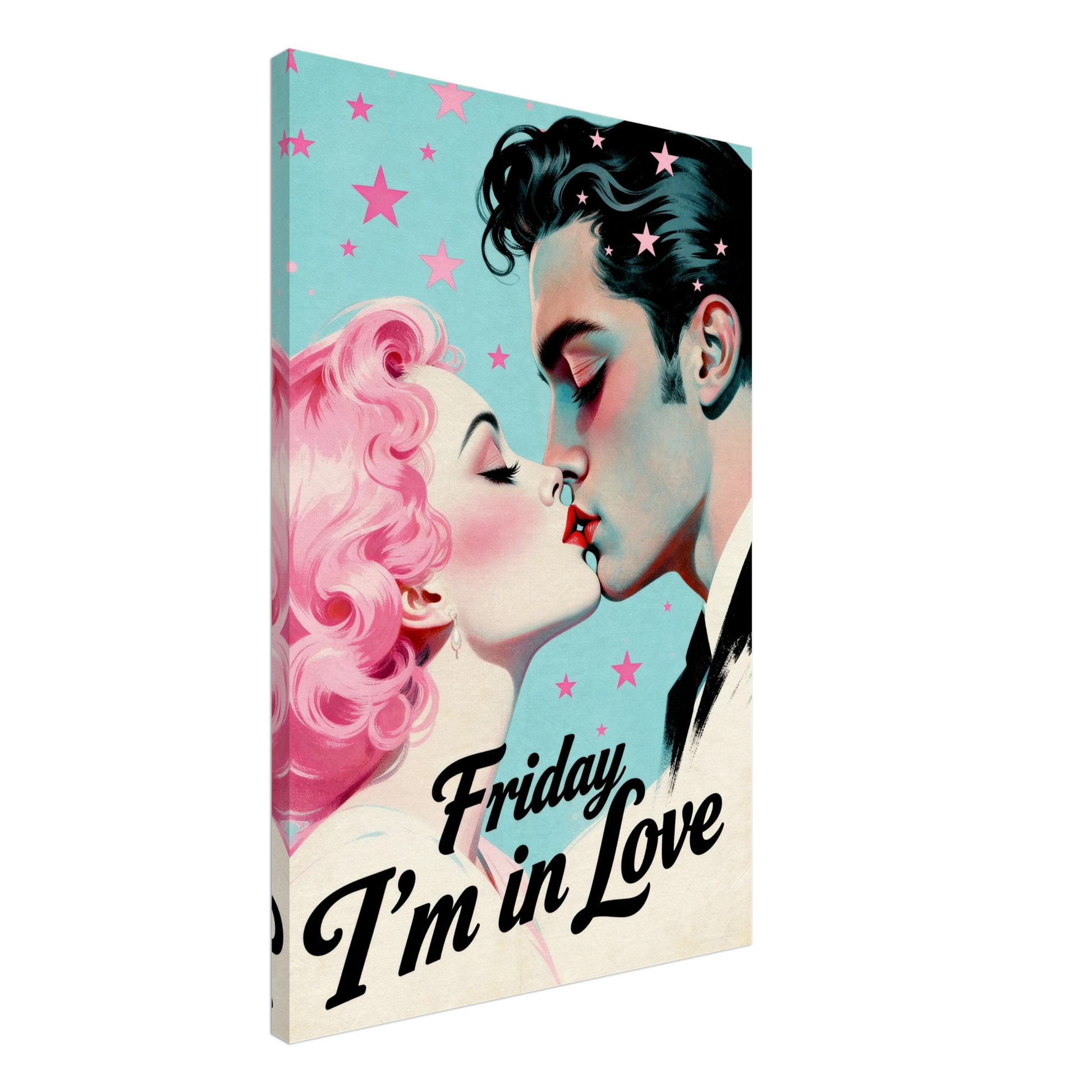 Friday I'm In Love - Retro Romantic Art Print 24x36″ Gallery Wrapped Canvas - 1.5" Mirrored Sides